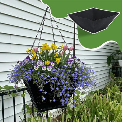 4 Pcs 14inch Fabric Square Hanging Basket Liners Black Square Breathable Felt Replacement Liners Durable Felt Liner for Wall Hanging Flower Basket and Garden Flower Pot