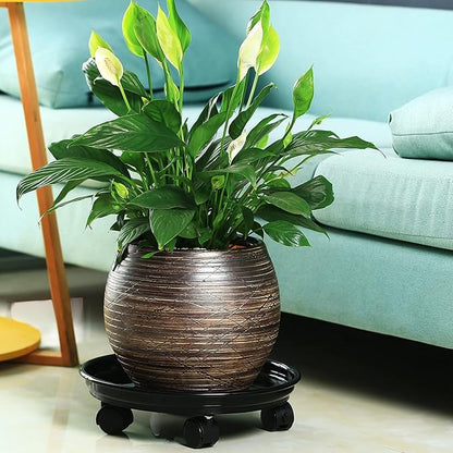 12 Packs Plant Caddy with Wheels 11.8" Plastic Rolling Plant Dolly Coasters Heavy-duty Wheeled Planter Mover Rollers Indoor Outdoor Wheeled Flower Pot Base Suacers with Casters, Black