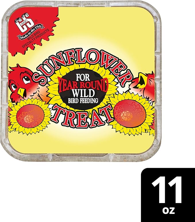 C&S Sunflower Suet Treat, Wild Bird Food for Chickadees, Nuthatches, Tufted Titmice, Woodpeckers, Wrens, Warblers, Brown Creepers, Northern Flickers, Pine Grosbeaks, Jays and More, 8 Pack