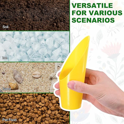 6-Pack Bonsai Soil Scoops, Plastic Garden Soil Scoops Bucket Shovel Potting Scoopers for Transplanting/Flower Planting/Plant Succulent, Colorful Small Gardening Tools [Yellow]