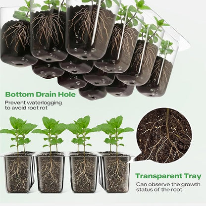 YAUNGEL 4 Pack Seed Starter Tray with Self-Heating, Seed Starter Kit with High Humidity Control Domes, Seedling Starter Trays for Indoor Gardening Plant, Green