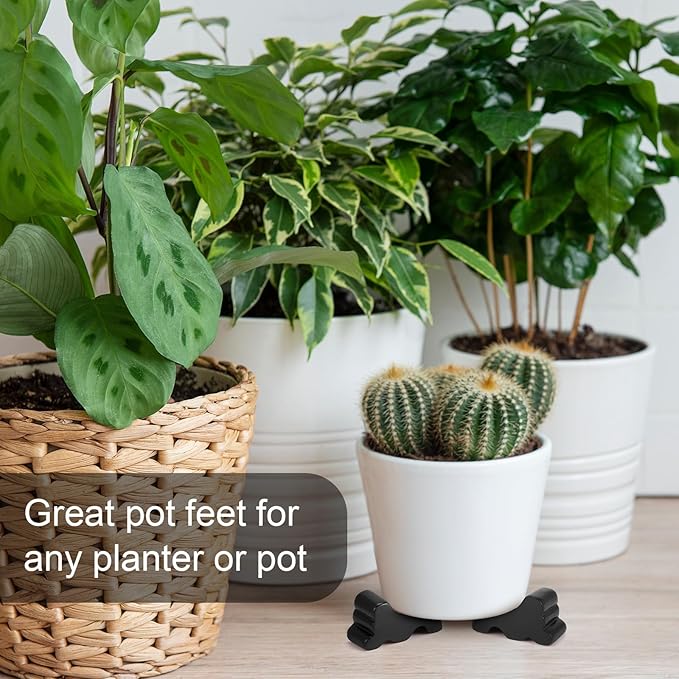 Kigeli 6 Pcs Resin Garden Pot Feet for Outdoor Planters 3 Inch Long 1.5 Inch Tall Flower Handmade Elevator Plant Feet Frost Proof Lifter for 14-20 in Pot(Black,Classic)