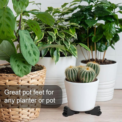 Kigeli 6 Pcs Resin Garden Pot Feet for Outdoor Planters 3 Inch Long 1.5 Inch Tall Flower Handmade Elevator Plant Feet Frost Proof Lifter for 14-20 in Pot(Black,Classic)