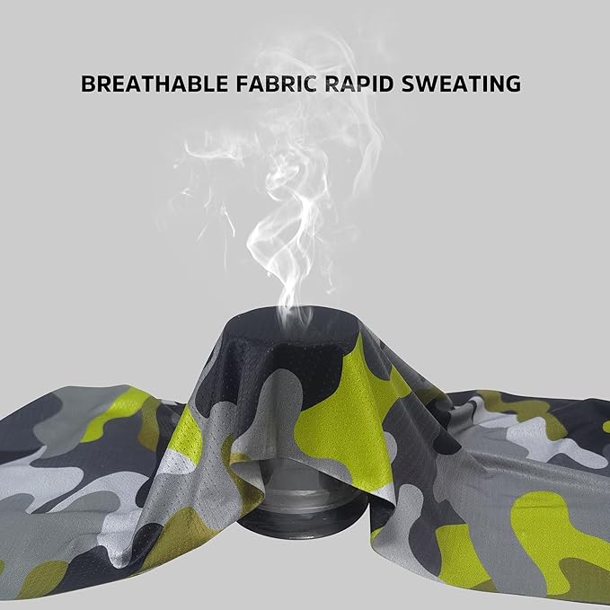 Bilymate Grey Camo Cooling Neck Gaiter - UPF 50+ Sun Protection, Breathable Mesh, Seamless Tube Bandana Headwear for Men & Women - Multi-Functional Headband