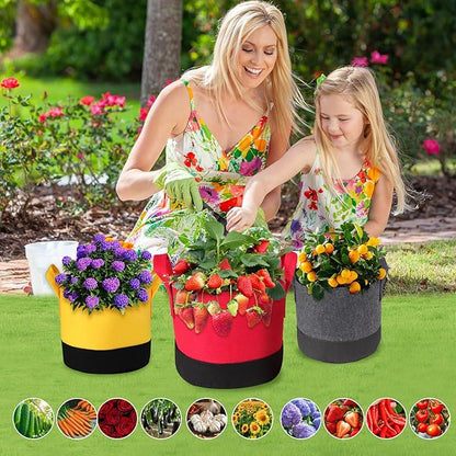 Grow Bags 7 Gallon,6 Pack Fabric Plant Pots with Handles Planter Bag for Outdoor Garden Planting Vegetables Flowers Fruit