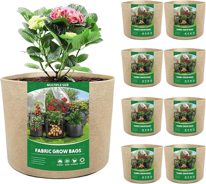 Bestio Plant Grow Bags,1 Gallon 8 Packs Grow Bags,300G Non-Woven Fabric for Vegetables Fruits Flowers Backyard Outdoor Uses
