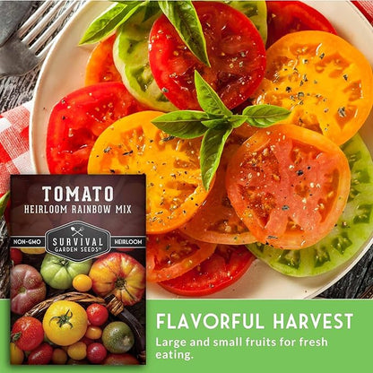 Heirloom Rainbow Mix Tomato Seeds for Planting - Colorful Heirloom Tomato Seed Variety Pack, High Yield Garden Tomatoes, Non-GMO Open Pollinated - Survival Garden Seeds (3 Pack)