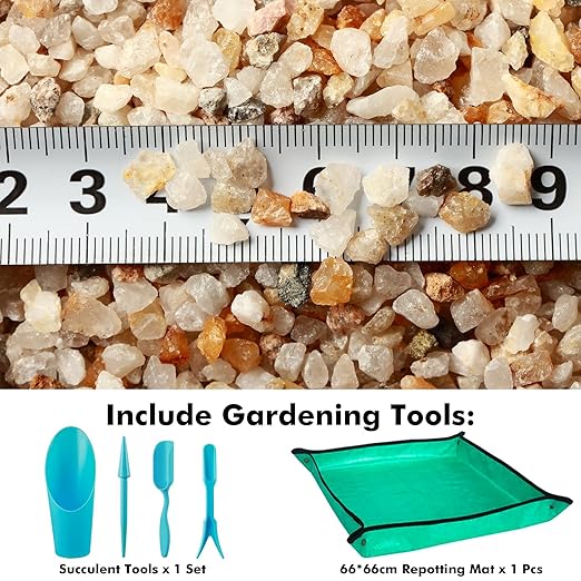 11 Pounds Coarse Silica Sand Succulent and Cactus Bonsai Stones Soil Cover Gravel for Indoor Outdoor Plants Natural Decorative Rocks for Fairy Gardening, Vase Fillers, Aquariums, Carnivorous Plant Mix