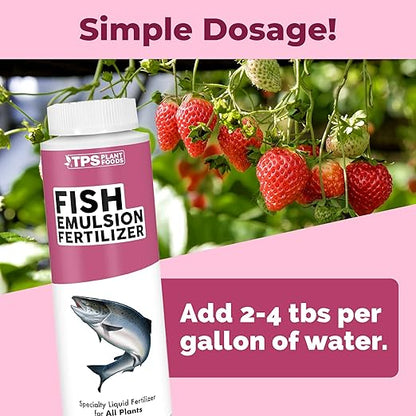 Fish Emulsion Fertilizer – Liquid Organic Fish Emulsion Fertilizer for Plants & Vegetables, 8 oz