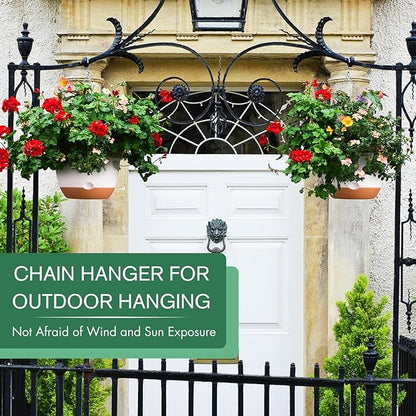 montresor Set of 2-8 Inch Hanging Planters for Indoor Plants with Self-Watering Includes Hanging Pots for Plants, Outdoor Plant Pot with Drainage, and 2 Types of Hanging Baskets Hangers (White)