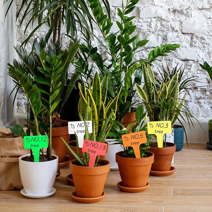 100Pcs T-Type Plant Tags，Waterproof Thick Plastic Plant Makers，6 x10cm Nursery Garden Labels(Multicolor) (SZ-BC610T) (Pack of 2)