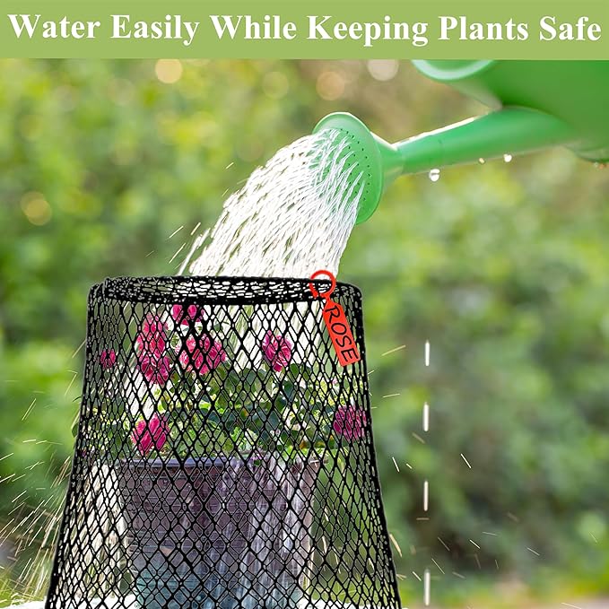 C CRYSTAL LEMON Garden Cloches for Plants, 10-Pack 9x9 in Wire Plant Protectors, Metal Plant Cages with 30 U-Shaped Ground Stakes & 20 Plant Labels, Protect Seedlings from Rabbits, Squirrels & Birds