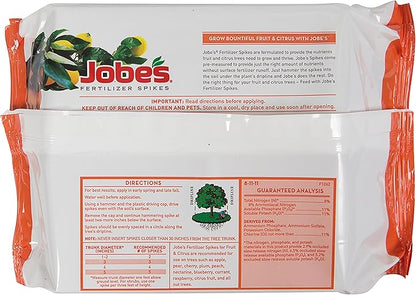 Jobe’s Garden Fertilizer Spikes, Easy Plant Care Slow Release Fertilizer for Fruit and Citrus Plants and Trees, 9 Count
