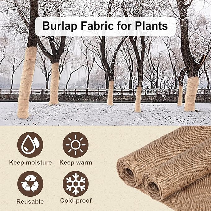40" x30 Feet Garden Burlap Multipurpose Burlap Tree Wrap, Burlap Fabric Premium Weed Barrier,Erosion Control, Natural Burlap Rolls, Jute Fabric, Landscape Burlap for Outdoor Plant Gardening