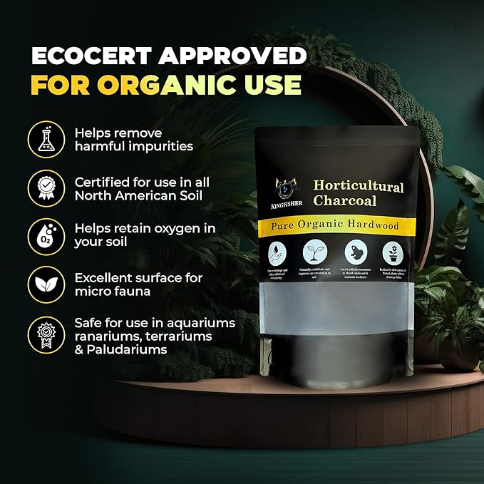 Organic Horticultural Charcoal & Terrarium Charcoal | Charcoal for Plants | Pure Hardwood Charcoal for Planting and Gardening | Organic Canadian Maple Biochar (4 QUARTS)