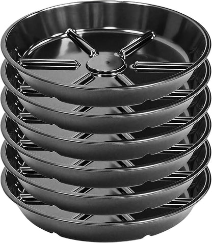 6 Pack of 6 Inches Plant Saucers for Indoor, Durable Plant Saucer Pot Tray, Round Plastic Flower Plant Dish Pant Plate to Catch Water, Black