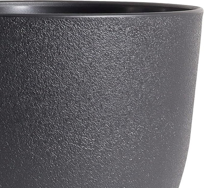 WOUSIWER Plant Pots 10/9/8 inch, Set of 3 Modern Decorative Plastic Planters with Drainage Holes and Saucers for House Plants Indoor Flowers Plants, Black