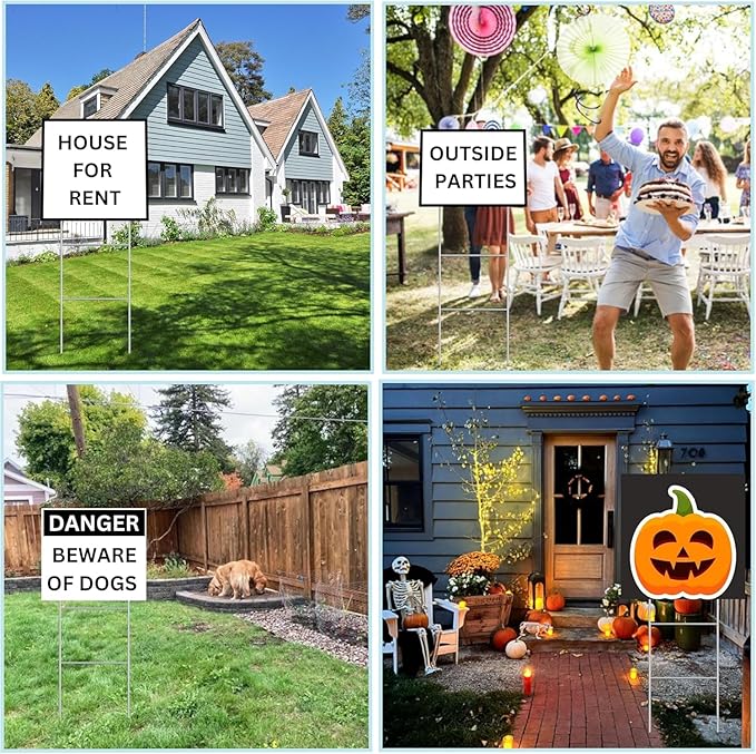 Tacmaster Wire Metal Yard and Sign H Stakes – Durable Blank Lawn Sign Posts for 4mm Corrugated Panels, Real Estate Signs, Waterproof and Wind Resistant, Ideal for Outdoor Use, 24"x10" – 50 Pack