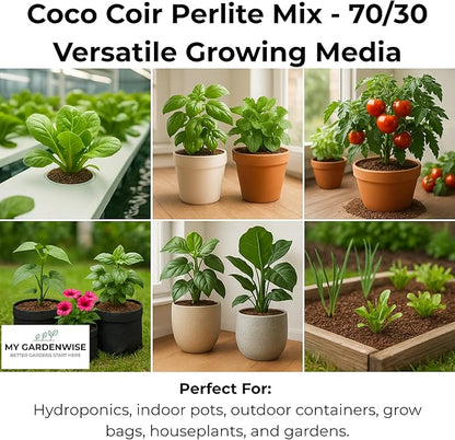 Coco Perlite - Coco Coir Perlite Mix - 70/30 Growing Media - Hydroponic, Indoor & Outdoor, Grow Bags & House Plants (1 Quart)