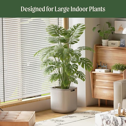 Vego garden 15 Inch Self-Watering Planter for Indoor Plants – Large Modern Plant Pot with Built-in Water Reservoir, Ideal for Monstera, Fiddle Leaf Fig, Palms & Peace Lily, Without Trellis, Fog Gray