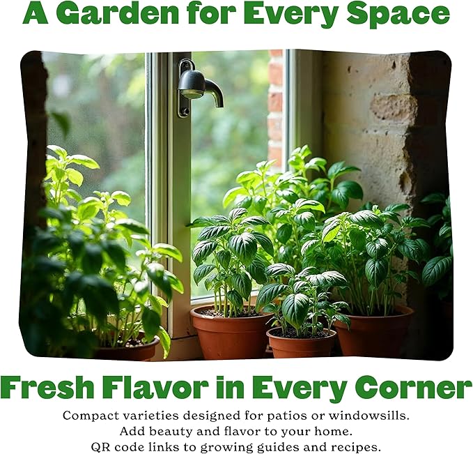 Epic Gardening Mini Garden Seed Kit - 4 Varieties for Small-Space Gardening, Includes Tomatoes, Peppers, Basil & Flowers, Perfect for Urban Gardening in Containers or Indoors, Non-GMO Seeds