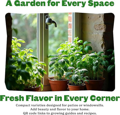 Epic Gardening Mini Garden Seed Kit - 4 Varieties for Small-Space Gardening, Includes Tomatoes, Peppers, Basil & Flowers, Perfect for Urban Gardening in Containers or Indoors, Non-GMO Seeds