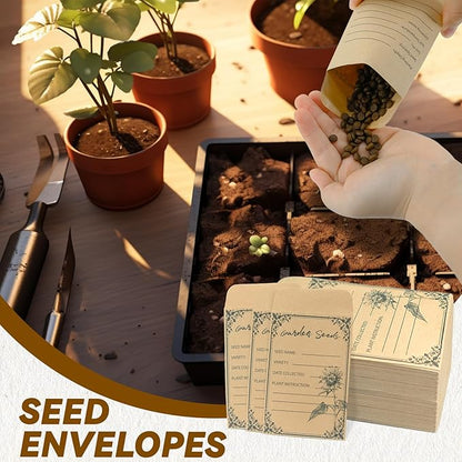 100 Pieces Seed Envelopes - Seed Packets Self Adhesive Sealing Small Seed Saving Envelopes for Storage 4.72 * 3.15 Inch for Collection Vegetable Plants Garden Seeds