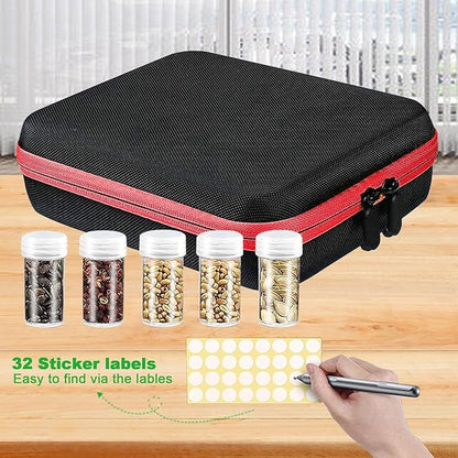 60 Slot Seed Organizer Storage Box with 10PCS Seed Envelopes, Sturdy Plastic Storage Containers, Label Stickers, Funnel for Flower, Vegetable Plants Garden
