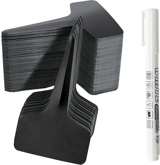 Plant Labels Tags 200Pcs T-Type Plant Markers Plastic Plant Label Tags Garden Labels Tags Plant Labels for Outdoor Garden Waterproof Plant Label Identification Stakes with Permanent Marking Pen（Black）