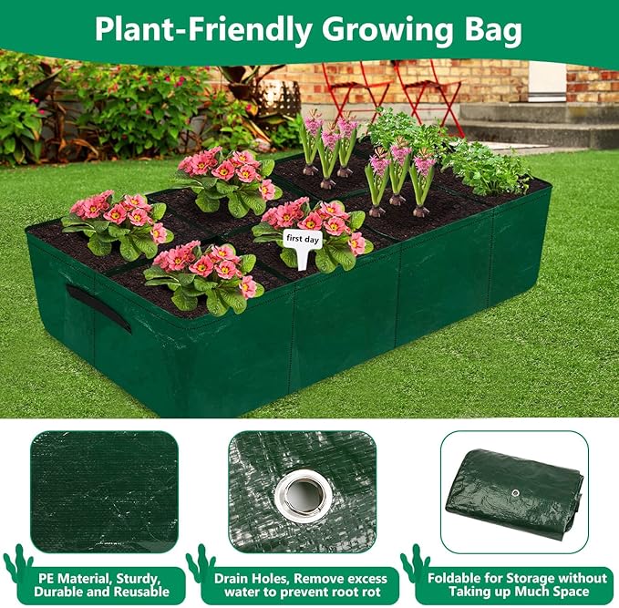 Caffox 2 Pack Fabric Raised Garden Bed, 4x2x0.8ft Plant Grow Bags for Flowers and Vegetables, 94 Gallon