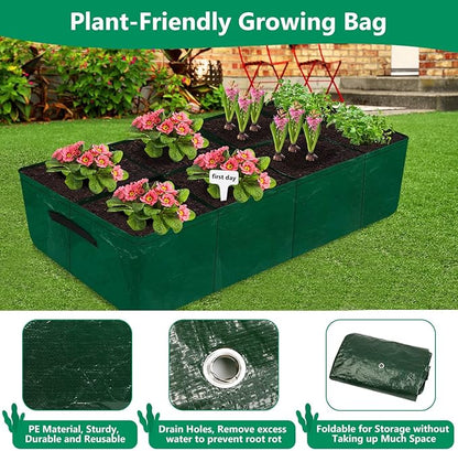 Caffox 2 Pack Fabric Raised Garden Bed, 4x2x0.8ft Plant Grow Bags for Flowers and Vegetables, 94 Gallon