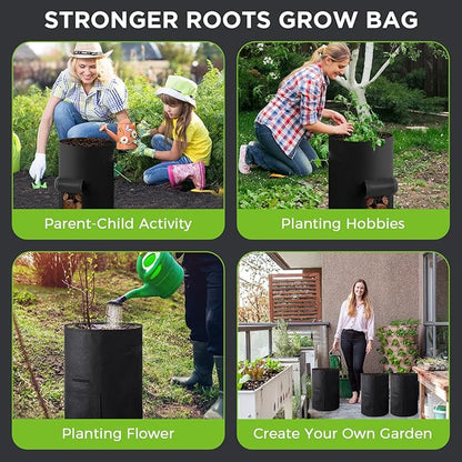2 Pack 30 Gallon Potato Grow Bags with Harvest Window, Durable Garden Planter Bags with Handles for Potatoes, Tomatoes, and Vegetables - Indoor & Outdoor Gardening Supplies (Black)