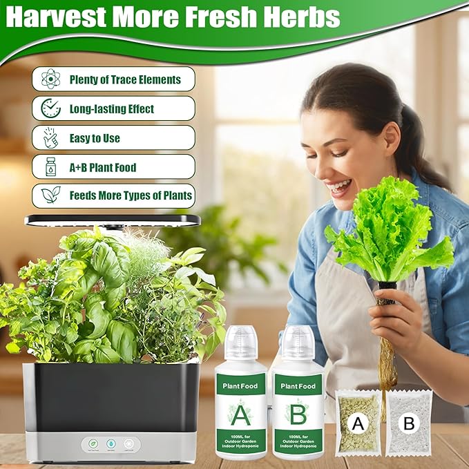 600ML Hydroponic Plant Food, A&B Indoor Plant Food for Hydroponics System and Potted Houseplants, Seed Pods kit Plant Food Hydroponic Nutrients for Growing Vegetables Fruits Flowers Herbs