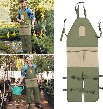 Garden apron,Apron Man,Harvest Apron with Pockets,Waterproof,Adjustable,Reinforced Knees for Mow Grass and Lawn Mowing