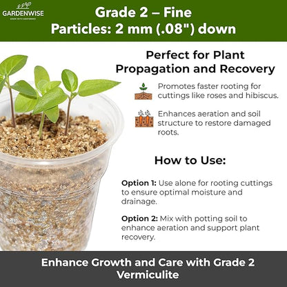 Organic Fine Vermiculite for Indoor Gardening Plants and Mushrooms – Enhances Soil Aeration, Seed Germination, Rooting Cuttings – Small Packages and Bulk (Vermiculite Grade 2 – Fine, 5 qt)