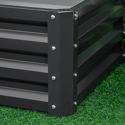 Outsunny 2 Piece Galvanized Raised Garden Bed, 2' x 2' x 1' Metal Planter Box for Growing Vegetables, Flowers, Herbs, Succulents, Dark Gray