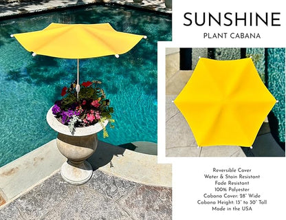 Fixed Plant Shade for Potted Plants 28" x 30" Outdoor Container Sun Shade Cover Premium Fabric Canopy with Fiberglass Frame & Soil Anchor Stripes & Solids Assembly Required