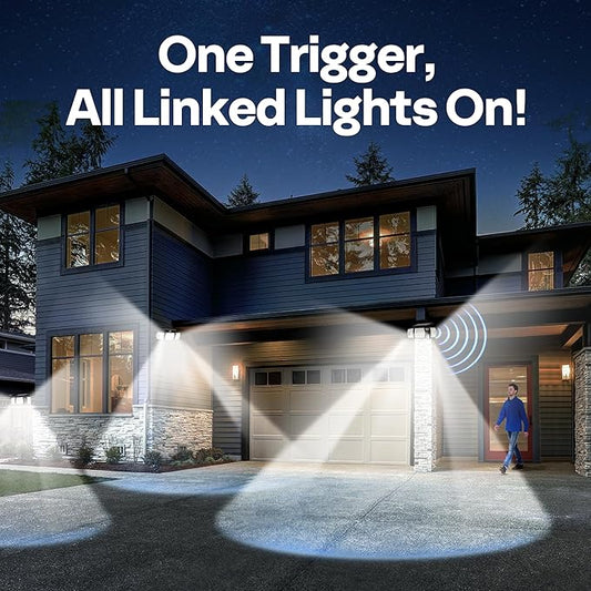 VIVOHOME Linkable Solar Lights Outdoor Waterproof, Dual Roating Motion Sensor Flood Lights, Solar Powered LED Security Light, 2500LM for Yard, Outside, Wall, Garden, Patio, 2 Pack