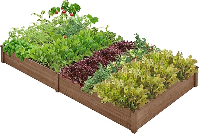 Topeakmart 92.5 x 47.5 x 10in Horticulture Raised Garden Bed 8×4ft Wooden Planting Box in Garden Backyard/Outdoor Use, Brown