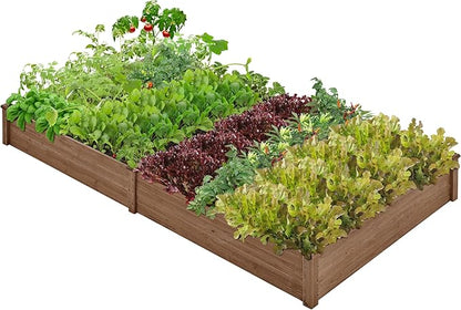 Topeakmart 92.5 x 47.5 x 10in Horticulture Raised Garden Bed 8×4ft Wooden Planting Box in Garden Backyard/Outdoor Use, Brown