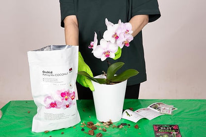 SMEREKA Orchid Potting Mix (2QT) – Coconut Husk, Pine Bark, Moss & Charcoal Blend for Phalaenopsis – Resealable Bag, Premium Handcrafted Orchid Mix