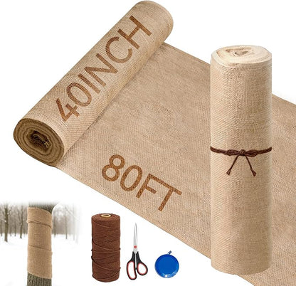 Burlap Roll, 40 x 80 ft, Heavy Duty Natural Jute Fabric for Weed Barrier, Tree Wrap, Gardening, Crafts, Wedding Decor (40IN*80FT)