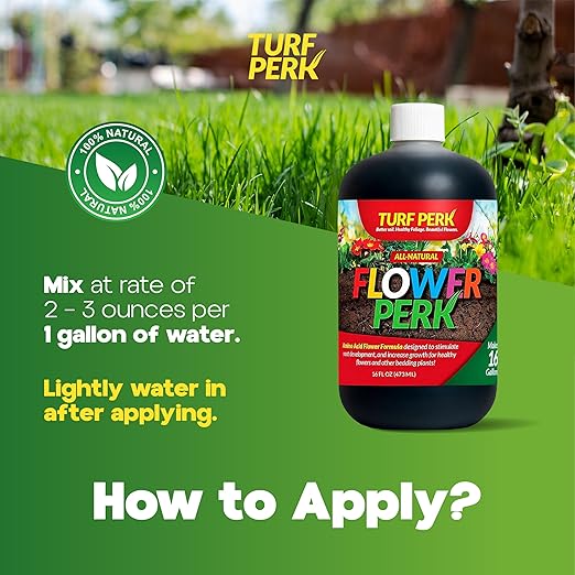 Flower Perk Amino Acid Flower Formula – 16 fl oz – Concentrate Makes Up to 16 Gallons – Amino Acid Plant Formula – for Flowers & Bedding Plants – Safe for Pets