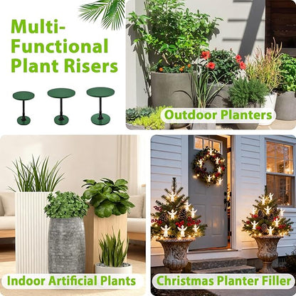 2 Pack Adjustable Height Plant Risers for Inside Pots, 12-21" Planter Inserts for Large Pots, Pot Fillers for Tall Square Round Taper Planters (6" 8" 10" Base or Top)