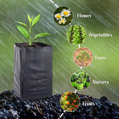 100 Pcs Nursery Growing Bags Seedling Starter Bags with 30 Plant Labels & 2 Mini Watering Sprinklers,Plant Grow Bags Plants Pots Plastic Pouches for Garden Trees,Flowers, Vegetable(7.5x3.8x2.6 Inch)
