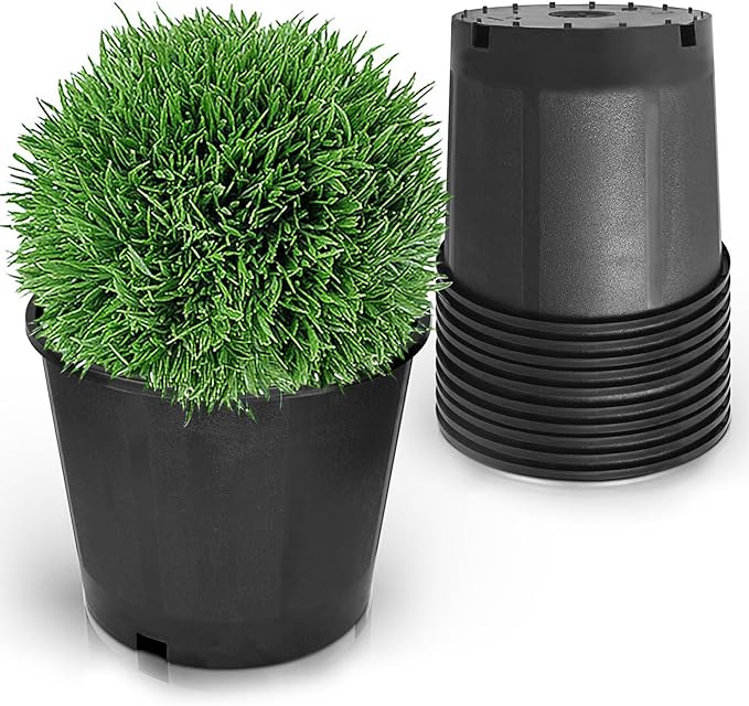 10-Pack 3.1 Gallon Round Planter Nursery Pots, Flower Plant Container Injection Molded Plastic Nursery Pots Gardening Pots for Indoor Outdoor Vegetables, Succulents, Black