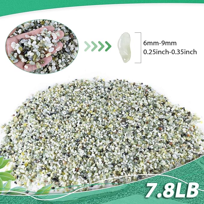 Succulent Rocks for Plants Tiny Pebbles for Planters 7.8LB Pea Gravel Bulk Course Sand Soil Small Decorative Stones for Indoor Bonsai Pots Cactus Top Dressing Aquarium Garden Landscape, Green
