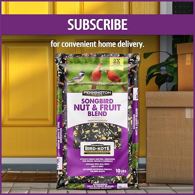 Pennington Pride Songbird Nut & Fruit Blend, Wild Bird Seed for Outside Feeders, Advanced Nutrition Formula for Health, Bird Food, 10-lb. Bag
