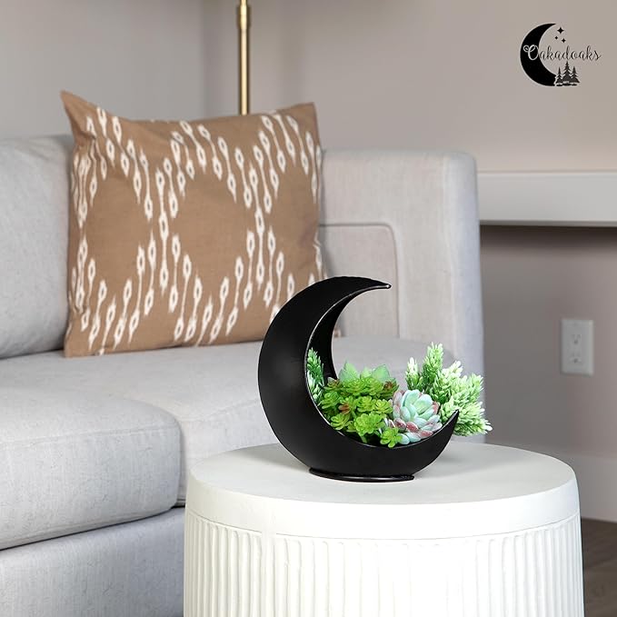 2 Pack - Table Moon Planter Candle Holder - Boho Planters for Indoor Succulents, Air Plants, Faux Plants - Witchy Gifts