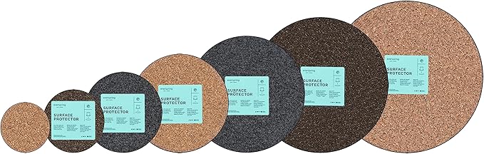 Curtis Wagner Plastics Corp. MA-800 Fabric Plant Mat (8" Diameter, Walnut Brown, 5-Pack) - Round Fabric Plant Coasters - Use as Planter, Coaster or Pads for Your Arts & Crafts